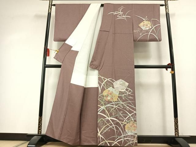 平和屋着物○訪問着 駒刺繍 草花文 金彩 正絹 逸品 AABK8035fy - メルカリ