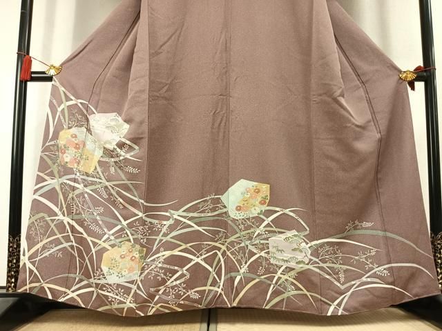 平和屋着物○訪問着 駒刺繍 草花文 金彩 正絹 逸品 AABK8035fy - メルカリ