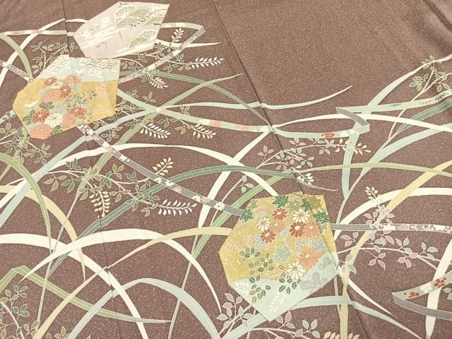 平和屋着物○訪問着 駒刺繍 草花文 金彩 正絹 逸品 AABK8035fy - メルカリ