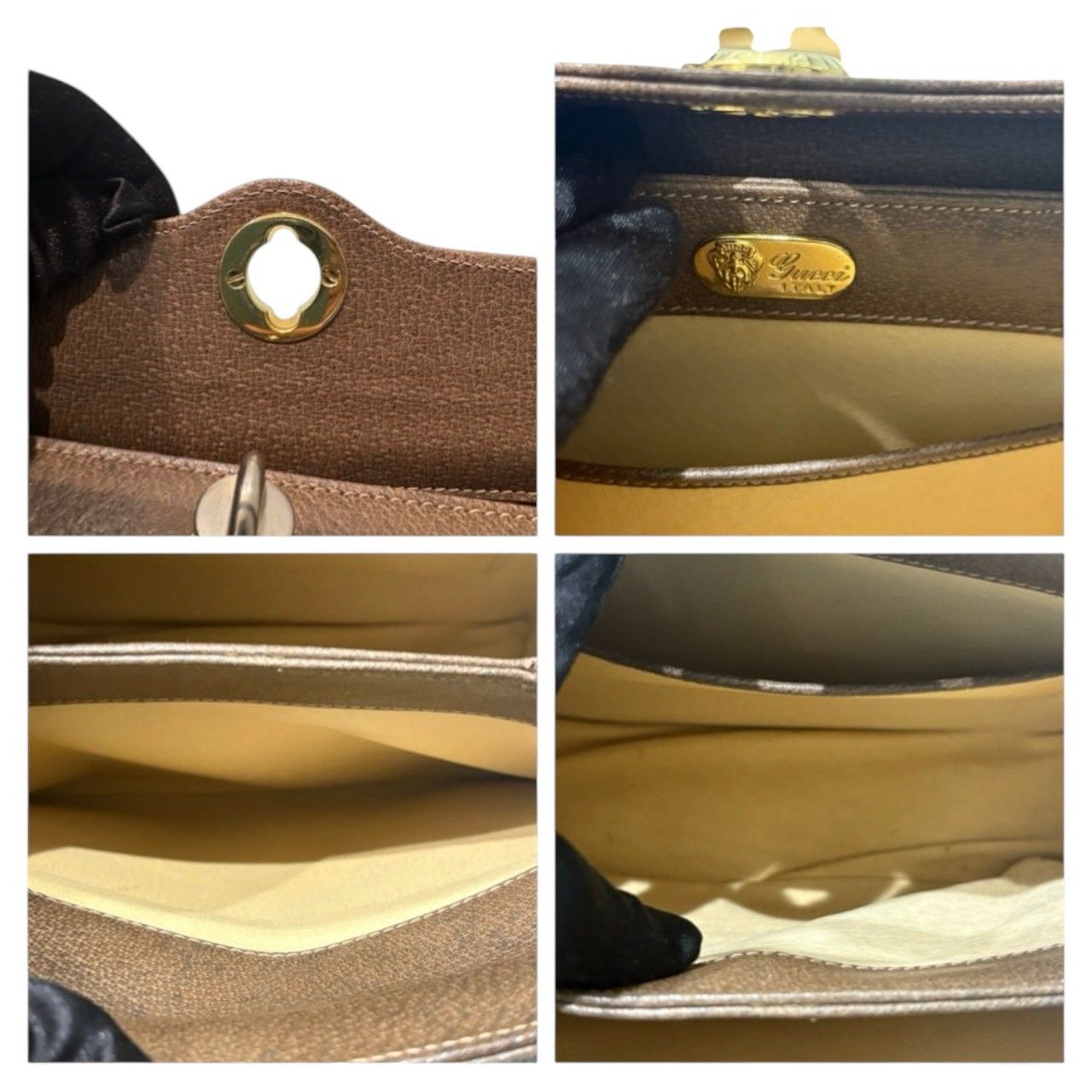 GUCCI グッチ カーフレザー ブラウン ゴールド金具 レザー