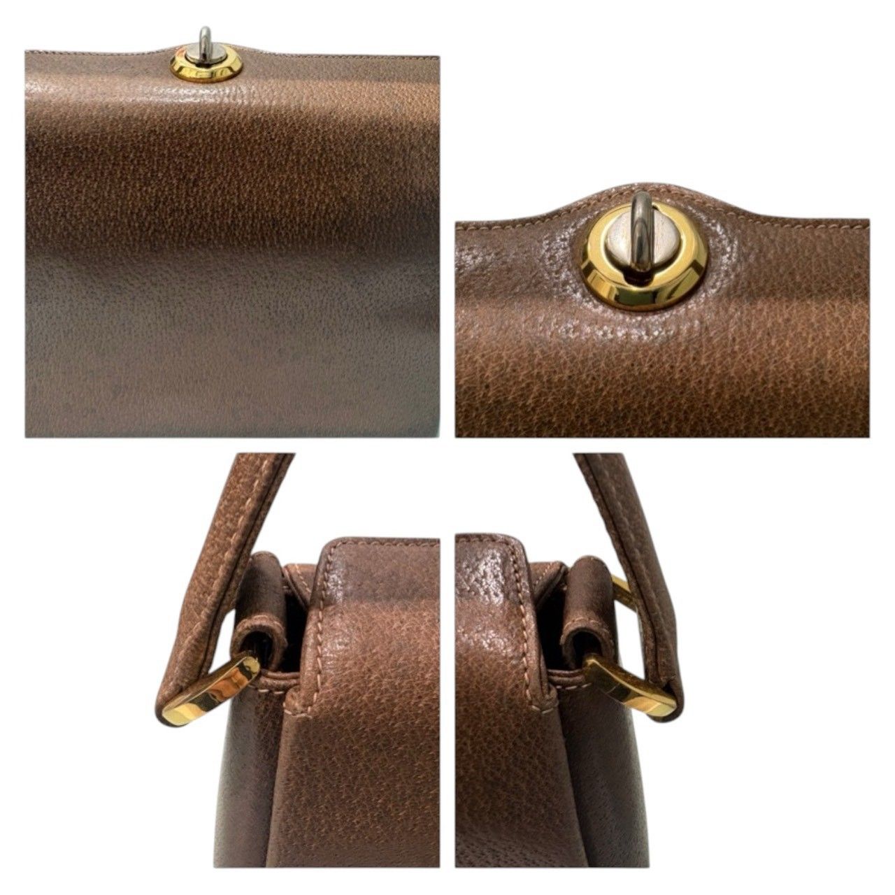 GUCCI グッチ カーフレザー ブラウン ゴールド金具 レザー