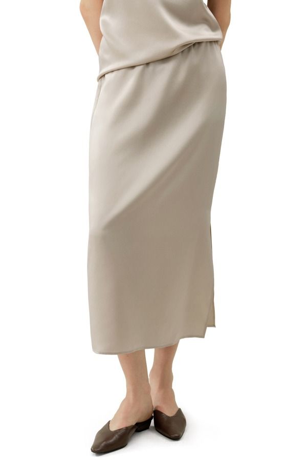 リリーシルク レディース ボトムスカート Lilysilk Womens Washable Silk Charmeuse Pullon Skirt Silver gray