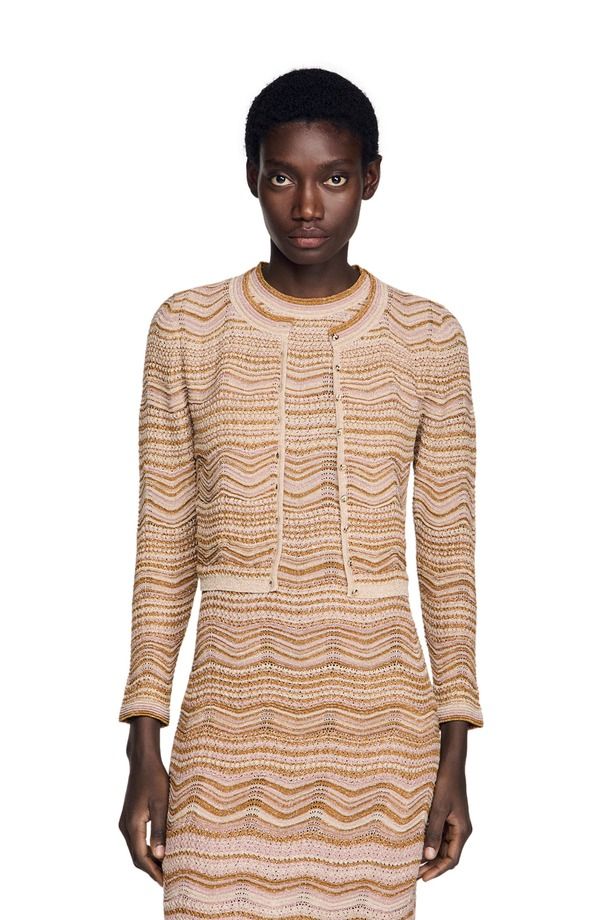 サンドロ レディース アウター パーカー・スウェット カーディガン ニット SANDRO Decorative knit cardigan Brown ブラウン 48,480円