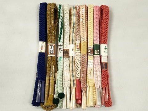 平和屋着物＊夏物　和装小物　上質な帯締め10本セット　丸組　金糸　高島屋扱い　逸品　未使用　CABK4928qe