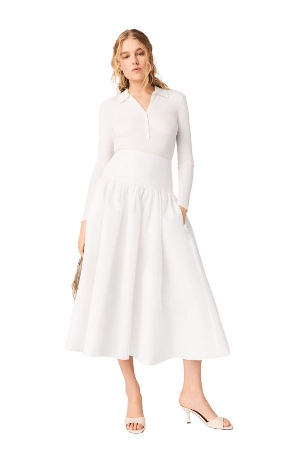 マージュ レディース ボトムスカート maje Long taffeta skirt White ホワイト