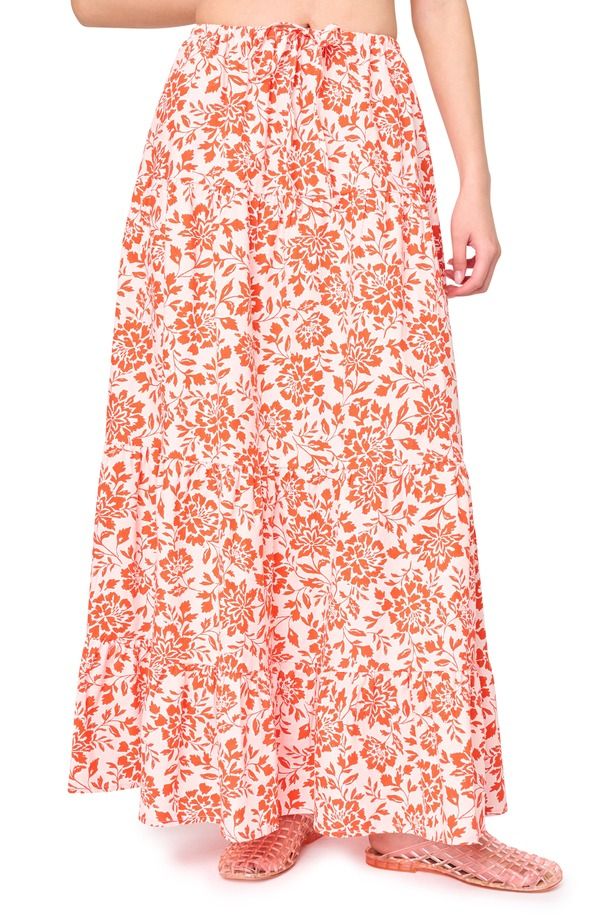 ギブソンルック レディース ボトムスカート フラワー柄 コットン マキシ フラワー GIBSONLOOK Floral Stretch Cotton Poplin Maxi Skirt BLOSSOM