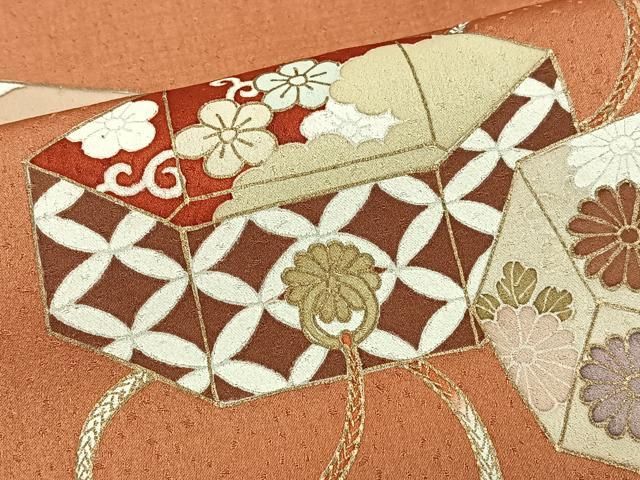 平和屋着物□訪問着 刺繍 文箱花文 金彩 正絹 逸品 CABJ8044xe - メルカリ