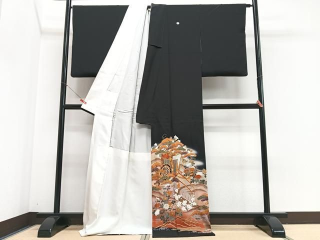 平和屋着物□豪華黒留袖 作家物 駒刺繍 御所車花文 暈し染め 金彩 正絹