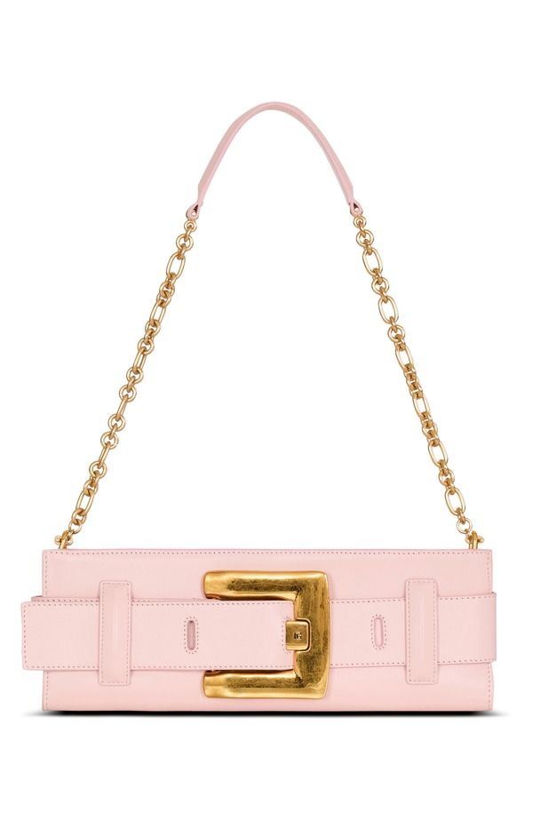 バルマン レディース バッグ レザー Balmain Anthem smooth leather clutch pink ピンク