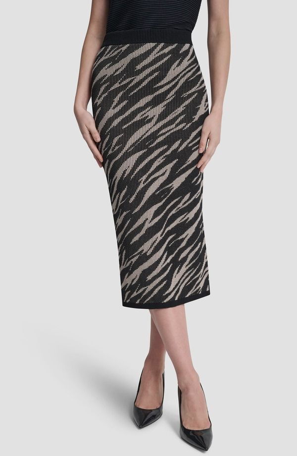 ダナ キャラン ニューヨーク レディース ボトムスカート DKNY Zebra Jacquard Stitch Pencil Skirt CONCRETE ANIMAL アニマル