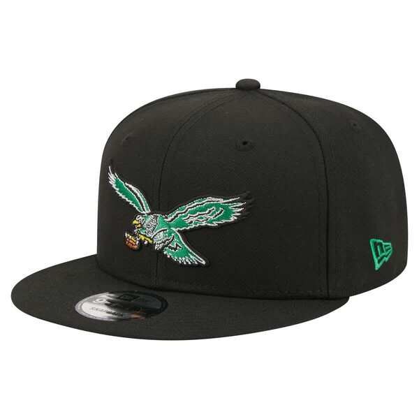 ニューエラ メンズ アクセサリー 帽子 Mens New Era Black Philadelphia Eagles 9FIFTY Snapback Hat Black ブラック