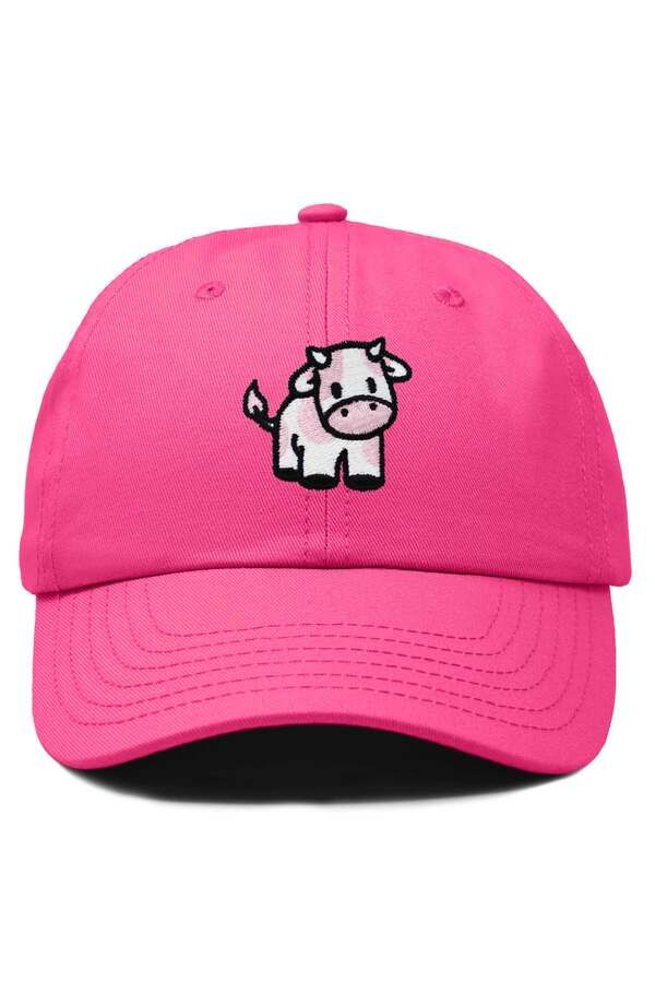 ダリックス レディース アクセサリー 帽子 刺繍 キャップ Dalix Strawberry Cow Embroide red Cap Hot Pink ピンク