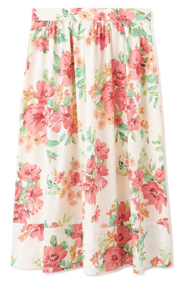 マンゴ レディース ボトムスカート フラワー柄 ミディ フラワー MANGO Floral Midi Skirt OFF WHITE オフホワイト