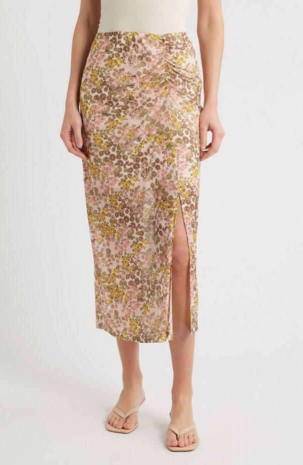シティブルース レディース ボトムスカート フラワー柄 ギャザー ミディ フラワー CITY BLUES Ruched Floral Midi Skirt DIJON CONCH