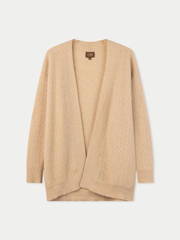 ゴビ カシミヤ レディース アウター パーカー・スウェット カーディガン ニット Gobi Cashmere Ajour Knit Open front Cardigan beige ベージュ