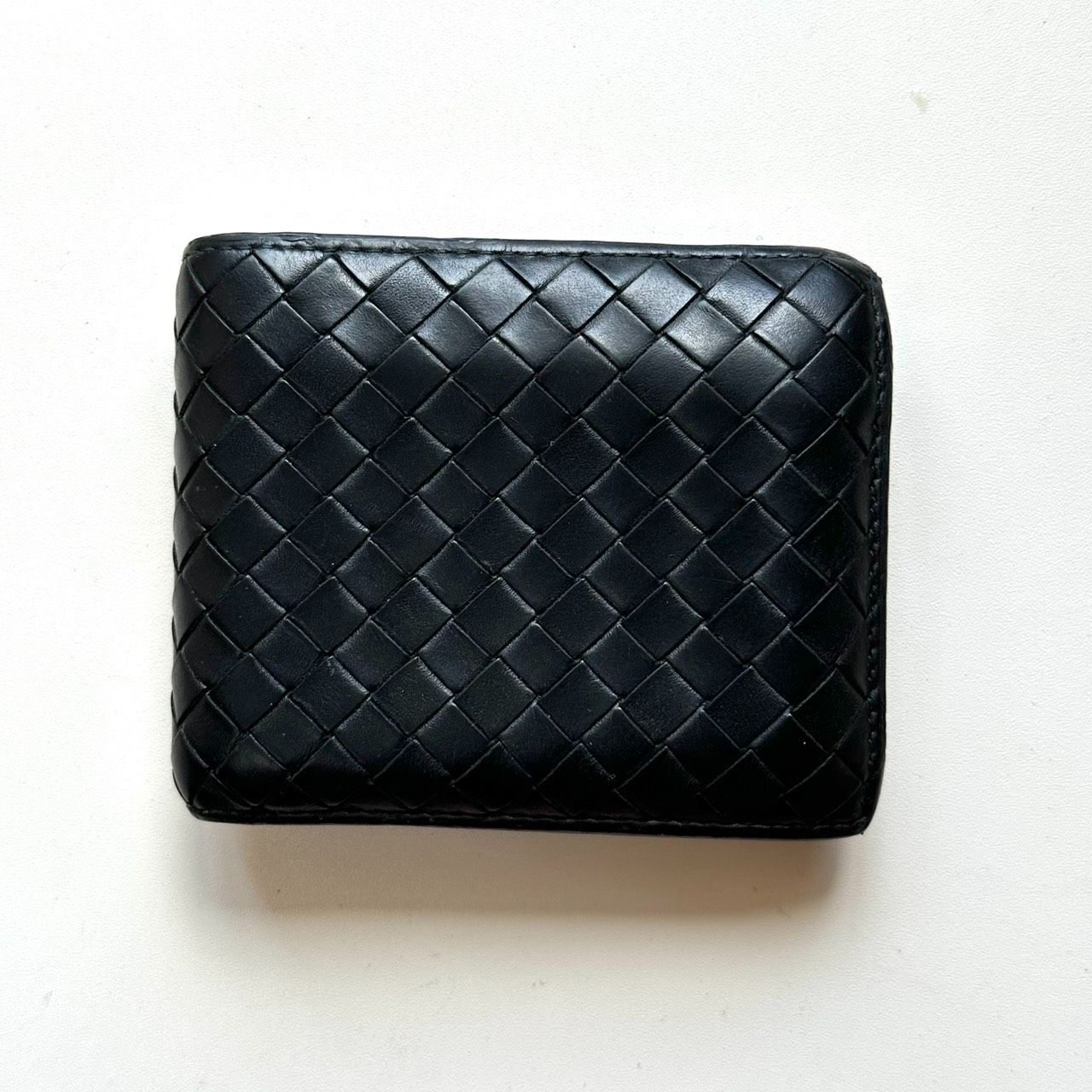 ボッテガヴェネタ　BOTTEGA VENETA 二つ折り財布　イントレチャート　ブラック
