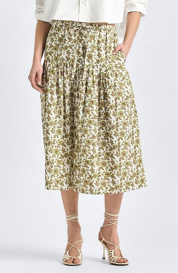 デレクラムテンクロスバイ レディース ボトムスカート フラワー柄 ミディ フラワー Derek Lam 10 Crosby Beau Floral Midi Skirt GREEN PINK FLOR 58,740円