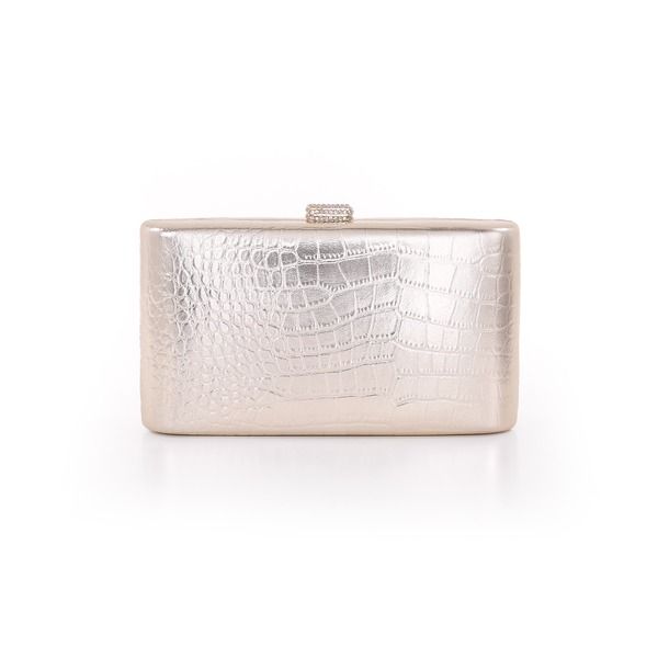 ジュウェルダグレイミシュカ レディース バッグ レザー Jewel Badgley Mischka Lula Croc Embossed Leather Minaudiere Gold ゴールド