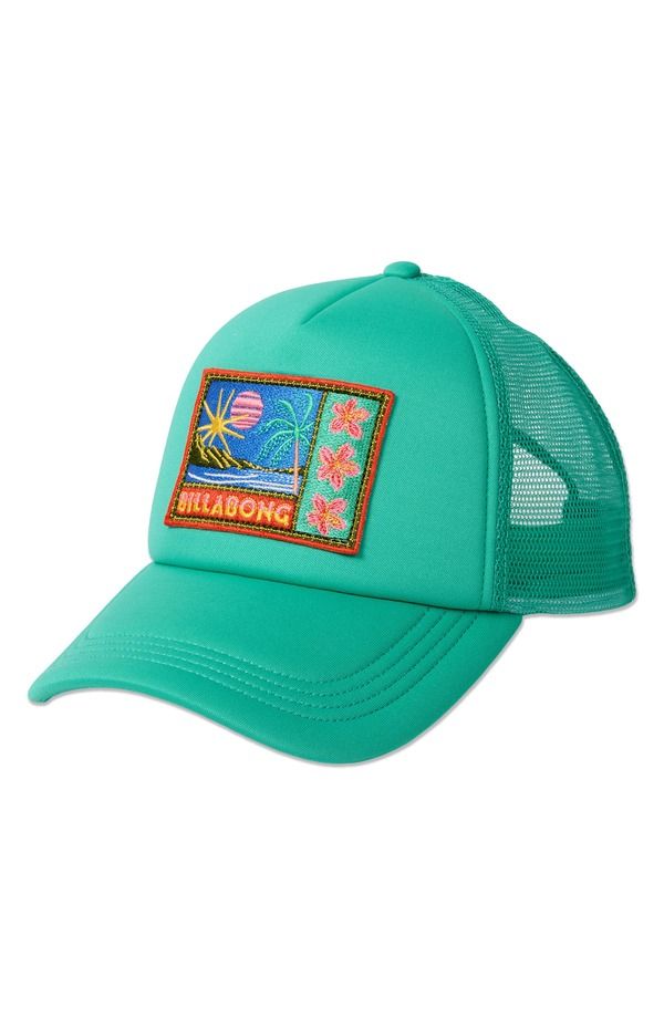 ビラボン レディース アクセサリー 帽子 刺繍 Billabong Embroide red Trucker Hat GREEN TROPICS グリーン