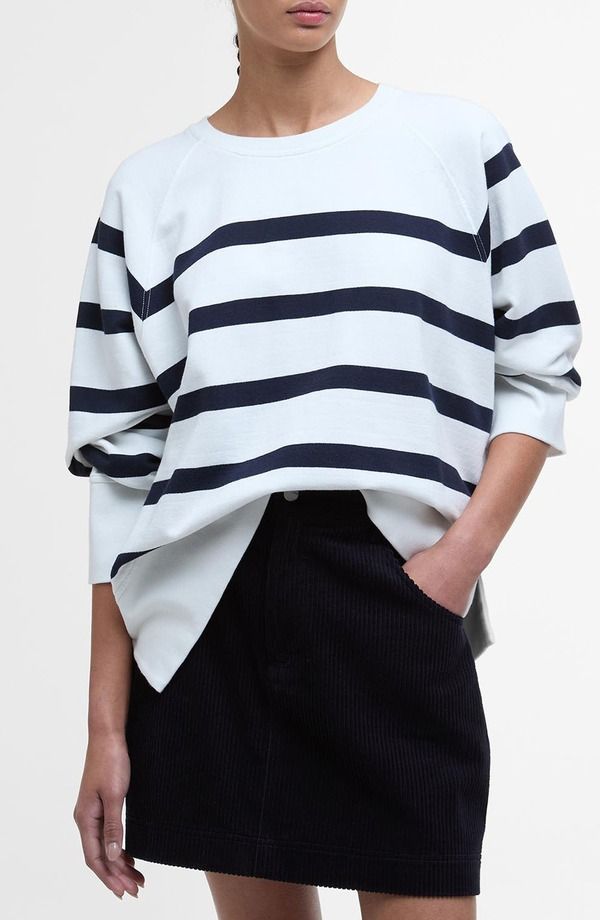 バブアー レディース アウター パーカー・スウェット シャツ コットン フリース Barbour Delaney Stripe Cotton Fleece Sweatshirt CLOUD STRIP