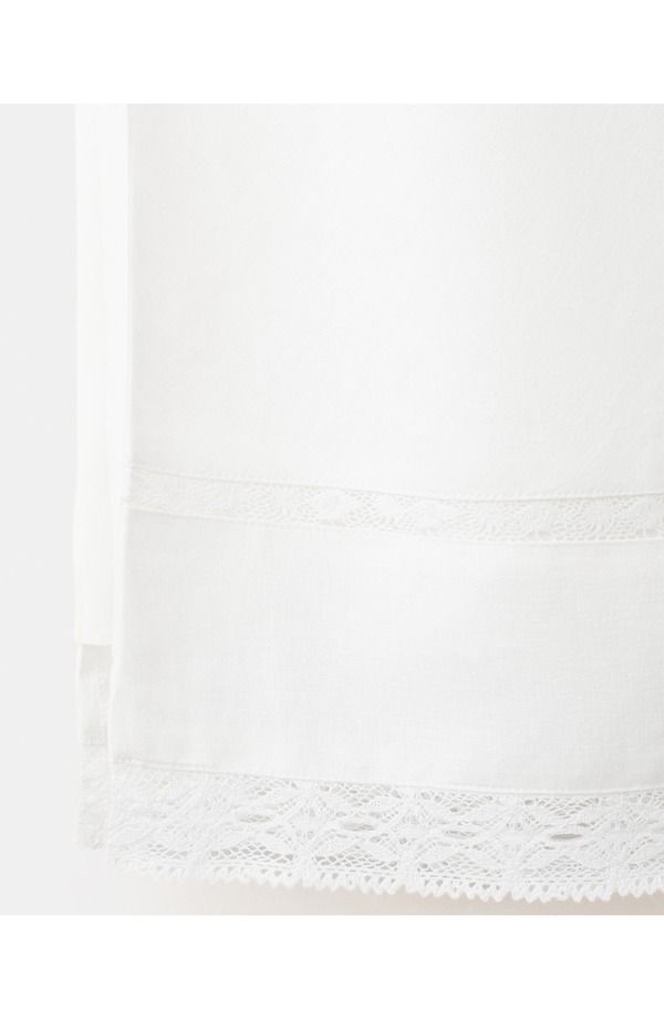 マンゴ レディース ボトムスカート レーストリム ミディ レース リネン MANGO Lace Trim Linen Blend Midi Skirt OFF WHITE オフホワイト