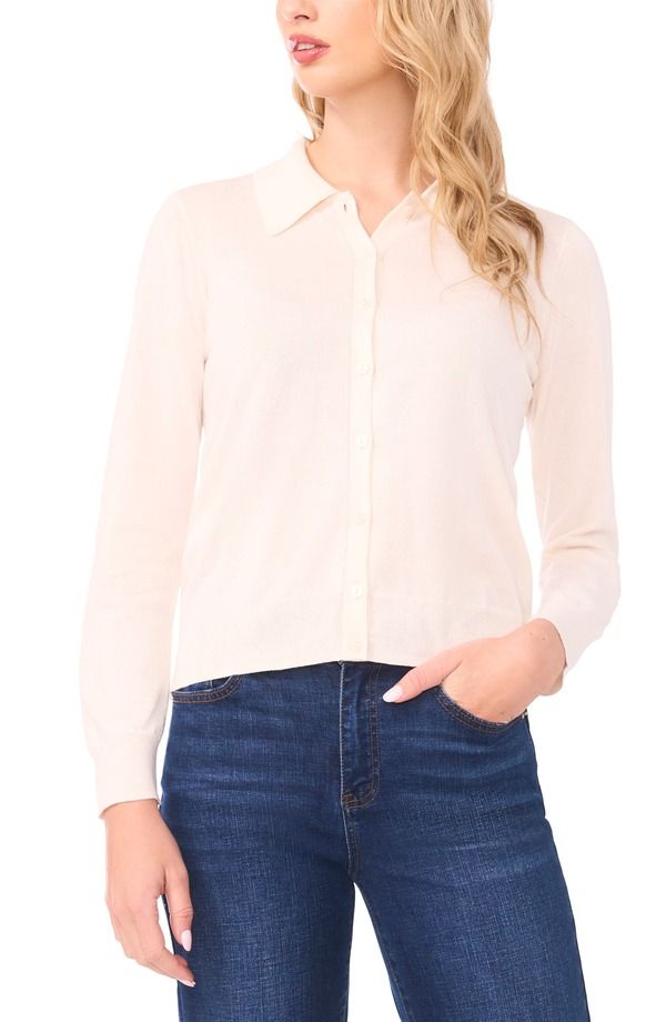 ハロゲン レディース アウター パーカー・スウェット コットン カーディガン Halogen Colla red Cotton Blend Cardigan JET STREAM