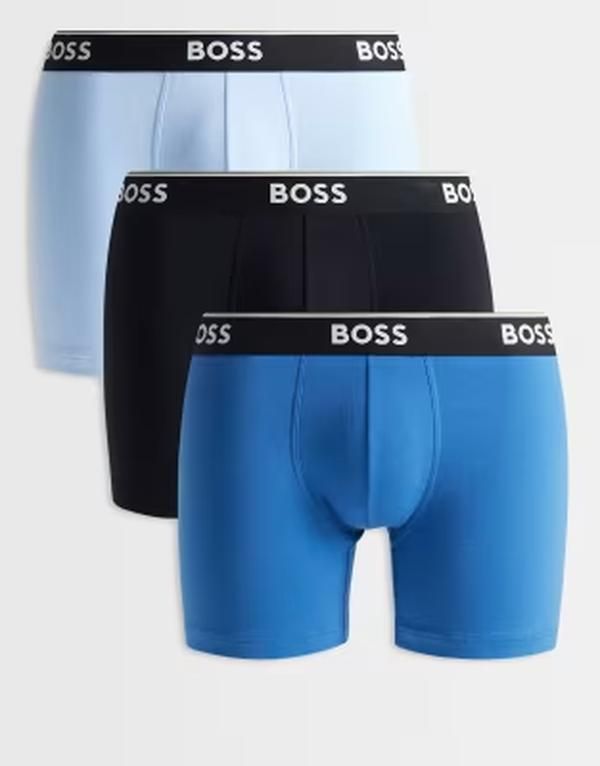 ボス メンズ アンダーウェア ボクサーパンツ コントラスト BOSS Bodywear Power 3pack contrast waistband boxer briefs in multi Ope