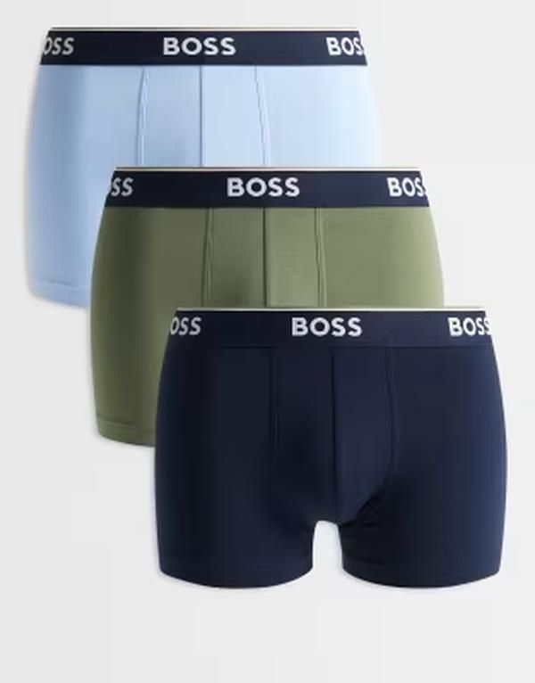 ボス メンズ アンダーウェア トランクス コントラスト ロゴ BOSS Bodywear Power 3pack logo contrast waistband trunks in multi Ope
