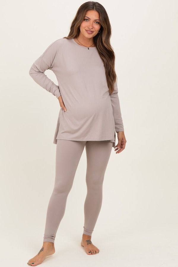 ピンクブラッシュ レディース アンダーウェア ナイトウェア ニット マタニティ PinkBlush Brushed Knit Oversized Top and Legging Set Materni