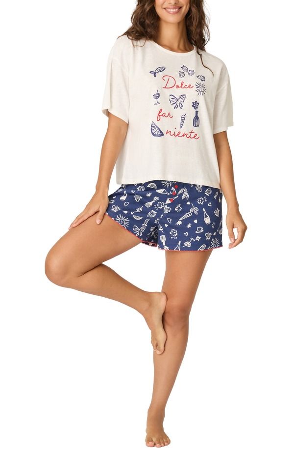 ピージェイサルベージ レディース アンダーウェア ナイトウェア プリント コットン PJ Salvage Playful Print Cotton Modal Short Pajamas DARK N