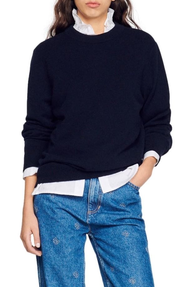 サンドロ メンズ アウター ニット・セーター SANDRO Cashmere sweater NAVY ネイビー