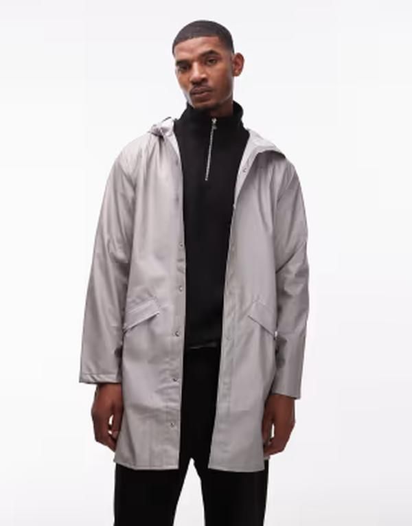 レインズ メンズ アウター ジャケット・ブルゾン フーデッドジャケットール Rains 12020 long waterproof hooded jacket in metallic メタリック