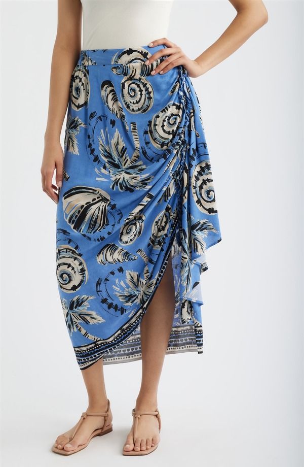 シティブルース レディース ボトムスカート ミディ CITY BLUES Faux Wrap Midi Skirt OCEAN MULTI マルチカラー