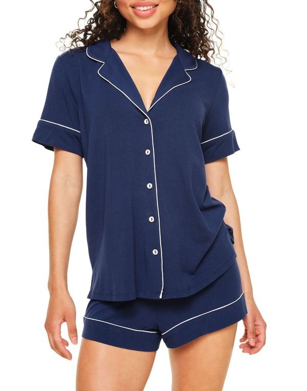 アドアミー レディース アンダーウェア ナイトウェア シャツ ショートパンツ Adore Me Jane Pajama Shirt Shortset Dark blue ブルー 12,690円