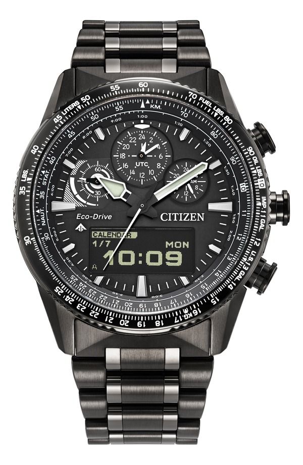 シチズン メンズ アクセサリー 腕時計 Citizen Promaster Skyhawk EcoDrive Chronograph Bracelet Watch 43mm GRAY グレー