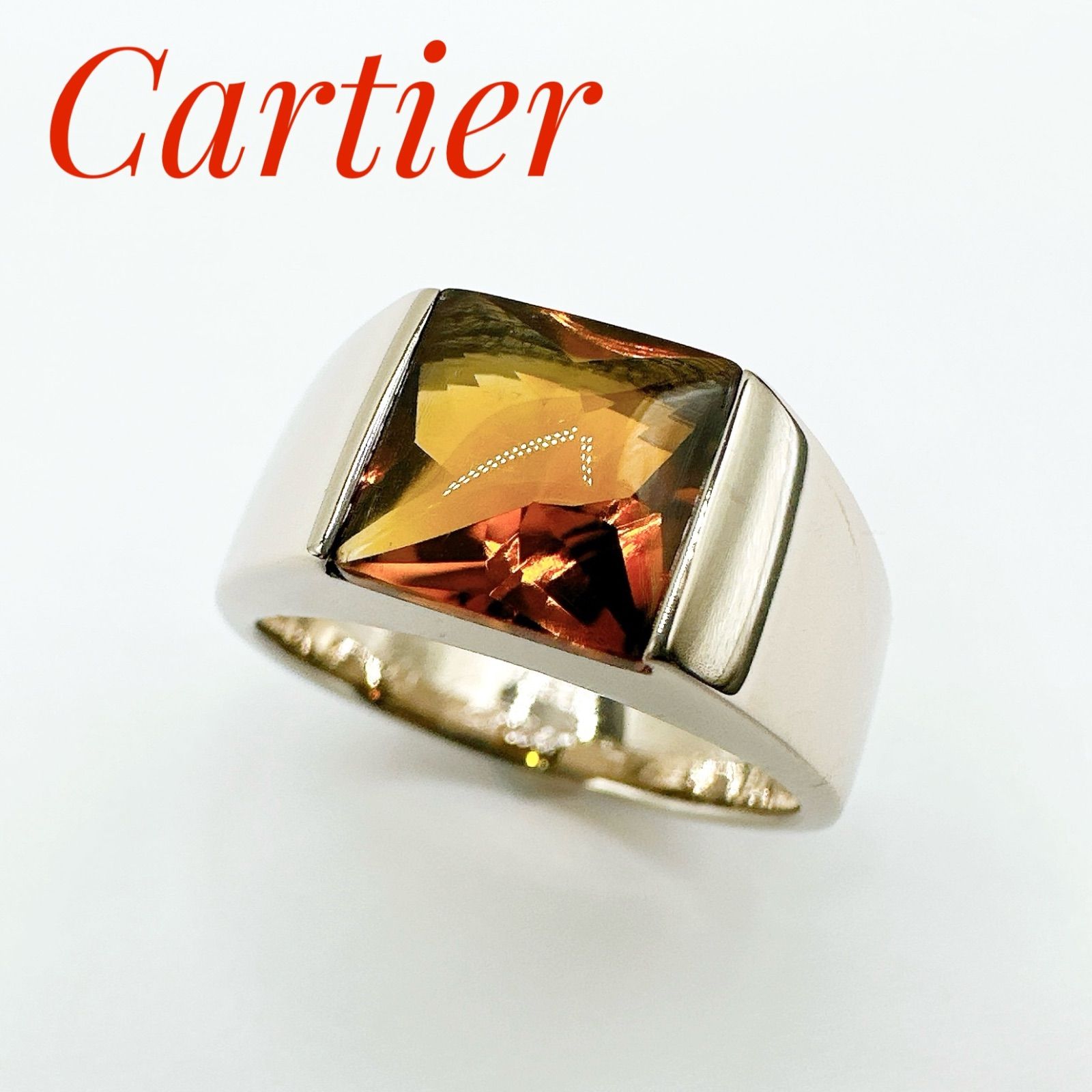美品?Cartier タンク ホワイトゴールド リング 52 約12号 Y