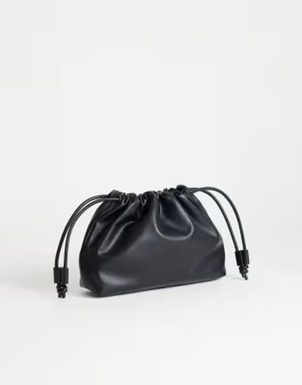 トップショップ レディース バッグ ギャザー Topshop Celia medium ruched clutch purse Black ブラック