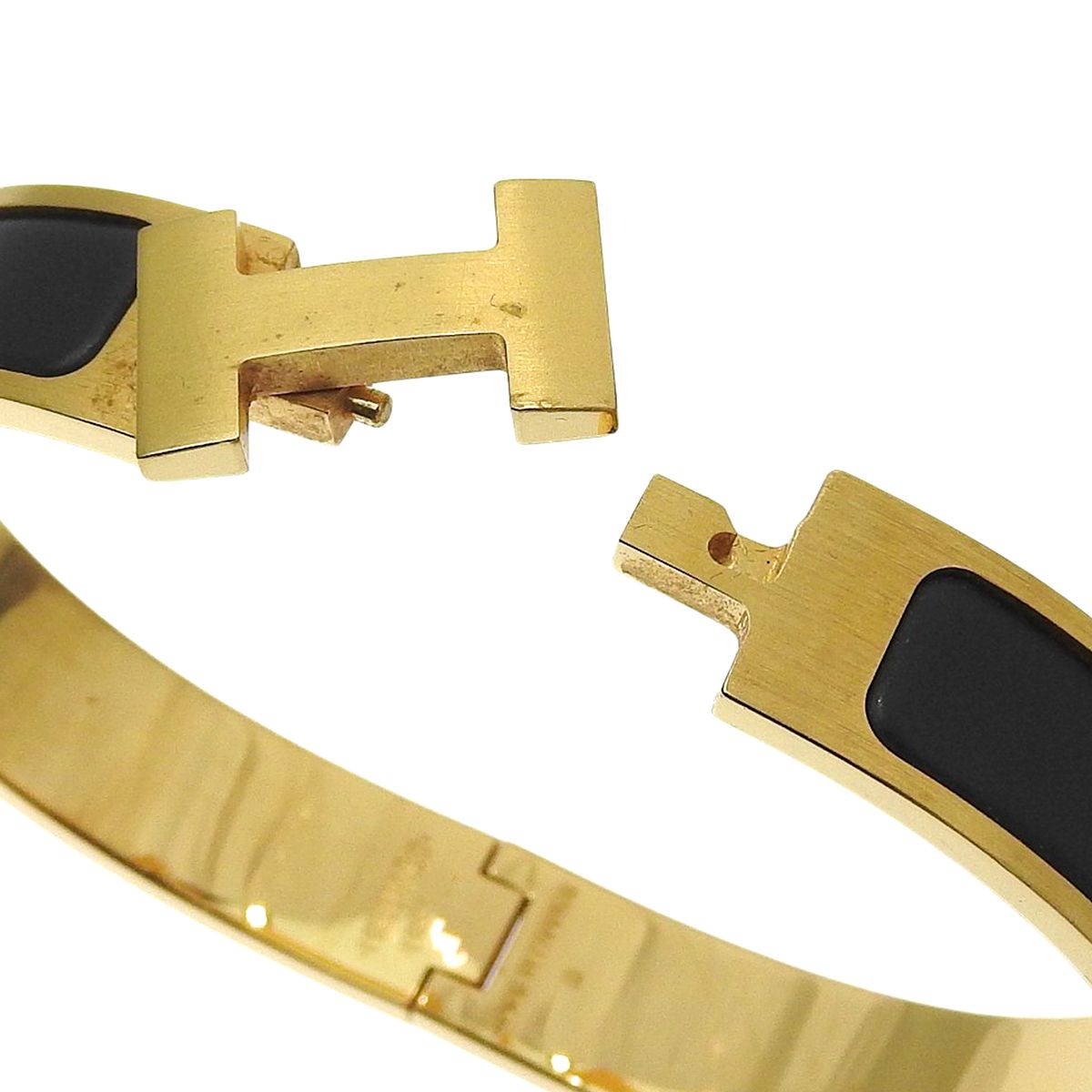 HERMES(エルメス) クリックHH メタル バングル ブラック黒 ゴールド金 メンズ 40802207281【中古】【アラモード】 HERMES(エルメス) クリックHH メタル バングル ブラック黒 ゴールド金