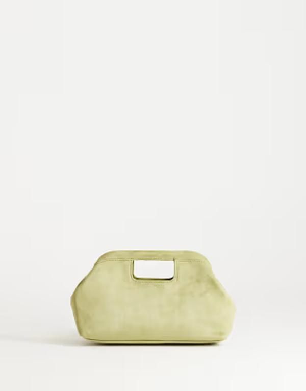 トップショップ レディース バッグ スエード Topshop Gordan medium suedette clutch withandle in olive オリーブ
