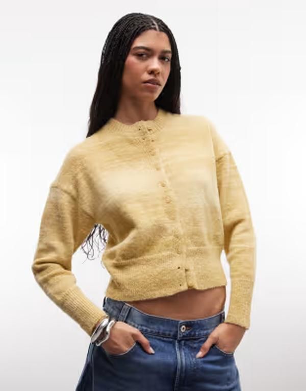 デイジーストリート レディース アウター カーディガン Daisy Street fitted waist cardigan in muted yellow MUTED YELLOW イエロー