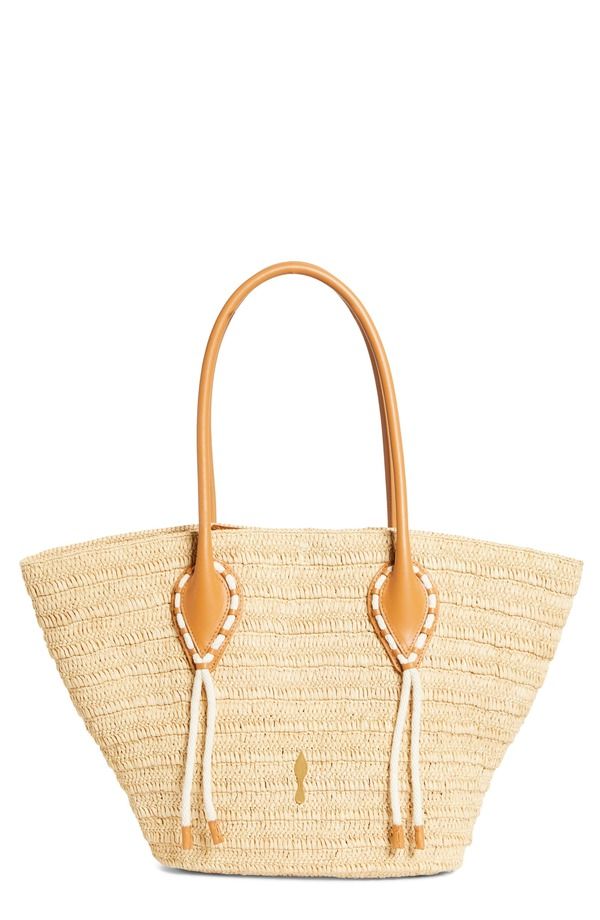 クリスチャン・ルブタン レディース バッグ Christian Louboutin Large Woven Raffia Basketote 6370 NATURAL CUOIO