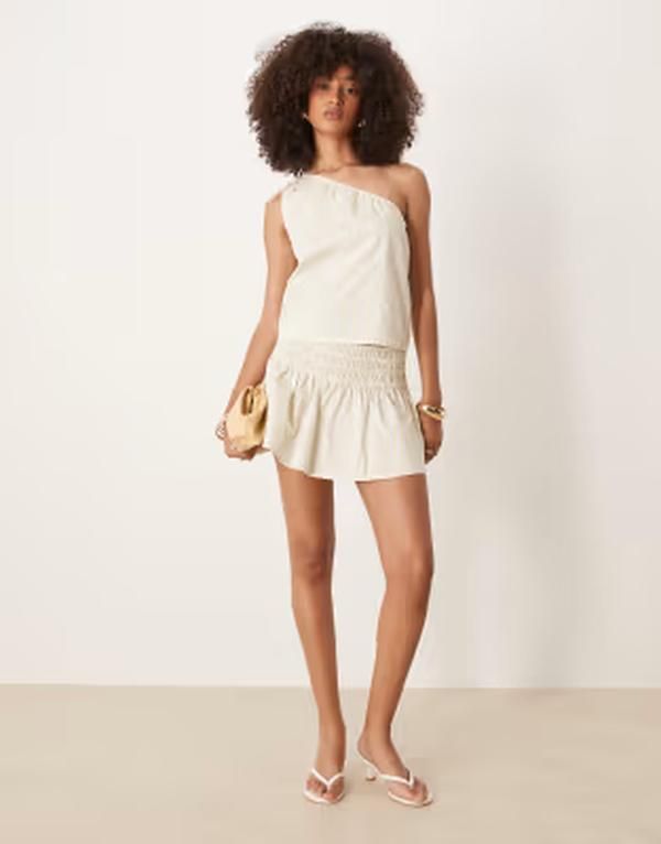 モーテル レディース ボトムスカート ミニ Motel nelesi candy stripe mini skirt in lemon yellow part of a set CANDY STRIP