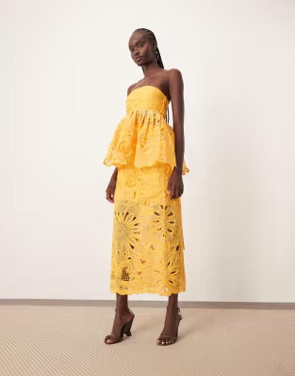 アレンジ レディース ボトムスカート フラワー柄 ミディ フラワー ARRANGE floral cornelli column midi skirt in mandarin part of a se