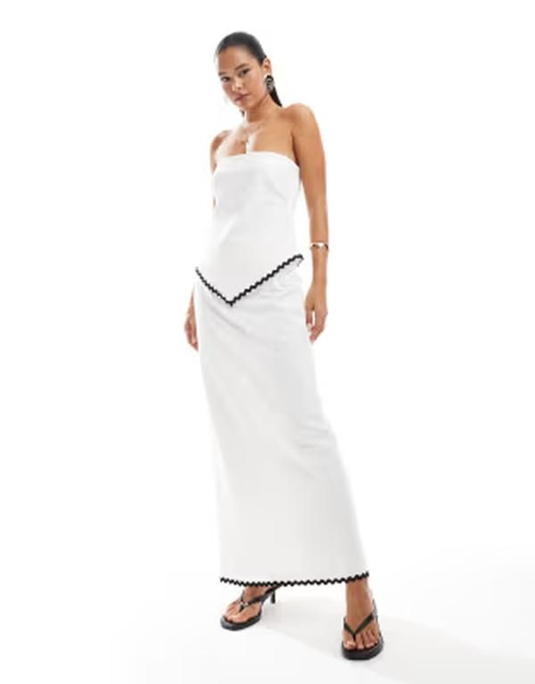 フォースレックレス レディース ボトムスカート コントラスト コットン リネン マキシ 4th Reckless linen look cotton contrast rick rack trimax 14,896円