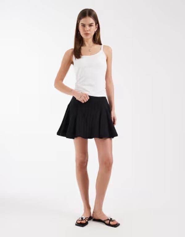 エイソス レディース ボトムスカート ミニ レース ASOS DESIGN texturedrop waist lace insert mini skirt Black ブラック 12,735円