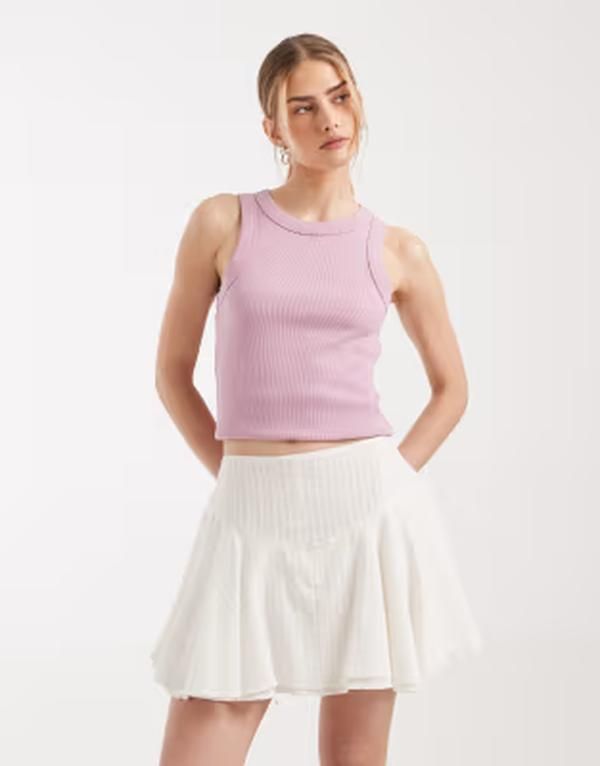 エイソス レディース ボトムスカート ミニ ASOS DESIGN texturedrop waist mini skirt White ホワイト 12,905円