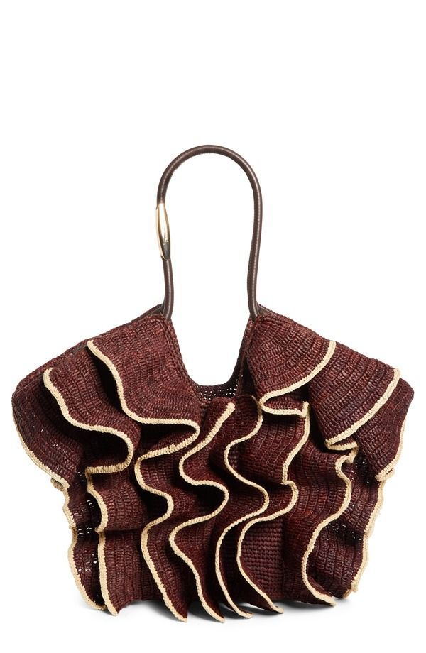 ジマーマン レディース バッグ フリル Zimmermann Medium Goldentime Ruffle Raffia Tote CHOCOLATE チョコレート 118,900円
