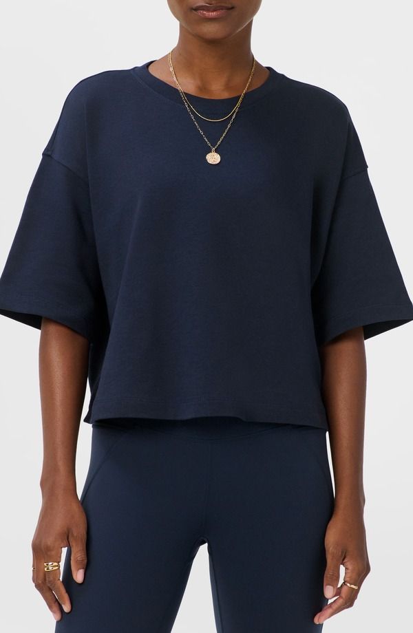 スウェッティベティ レディース アウター パーカー・スウェット シャツ Sweaty Betty Short Sleeve Sweatshirt NAVY BLUE ネイビー