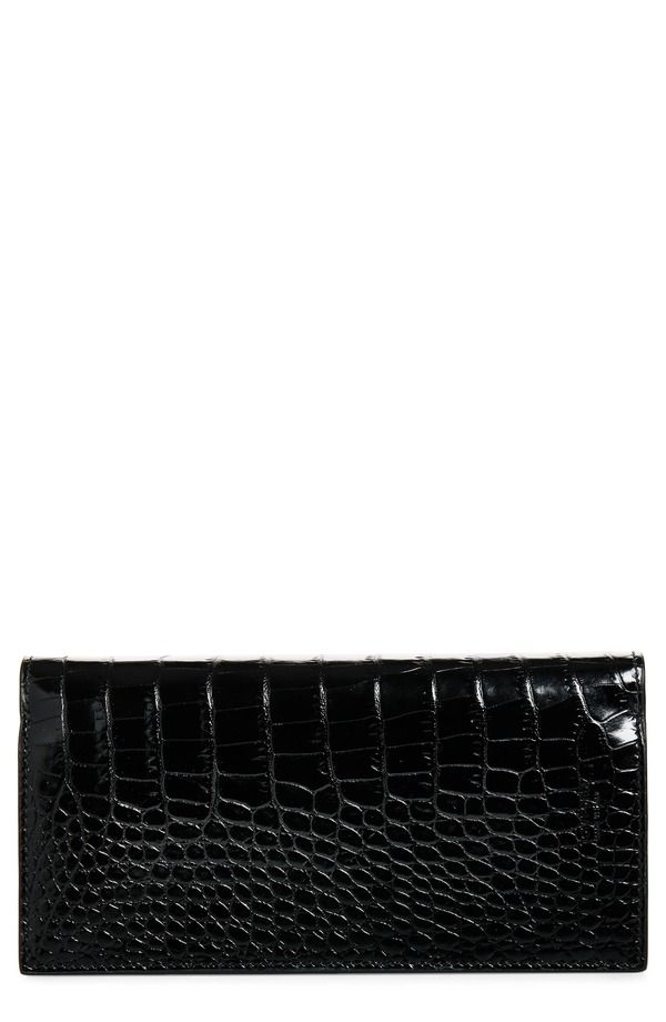 トム・フォード レディース バッグ レザー TOM FORD Shiny Croc Embossed Leather Vertical Wallet BLACK ブラック