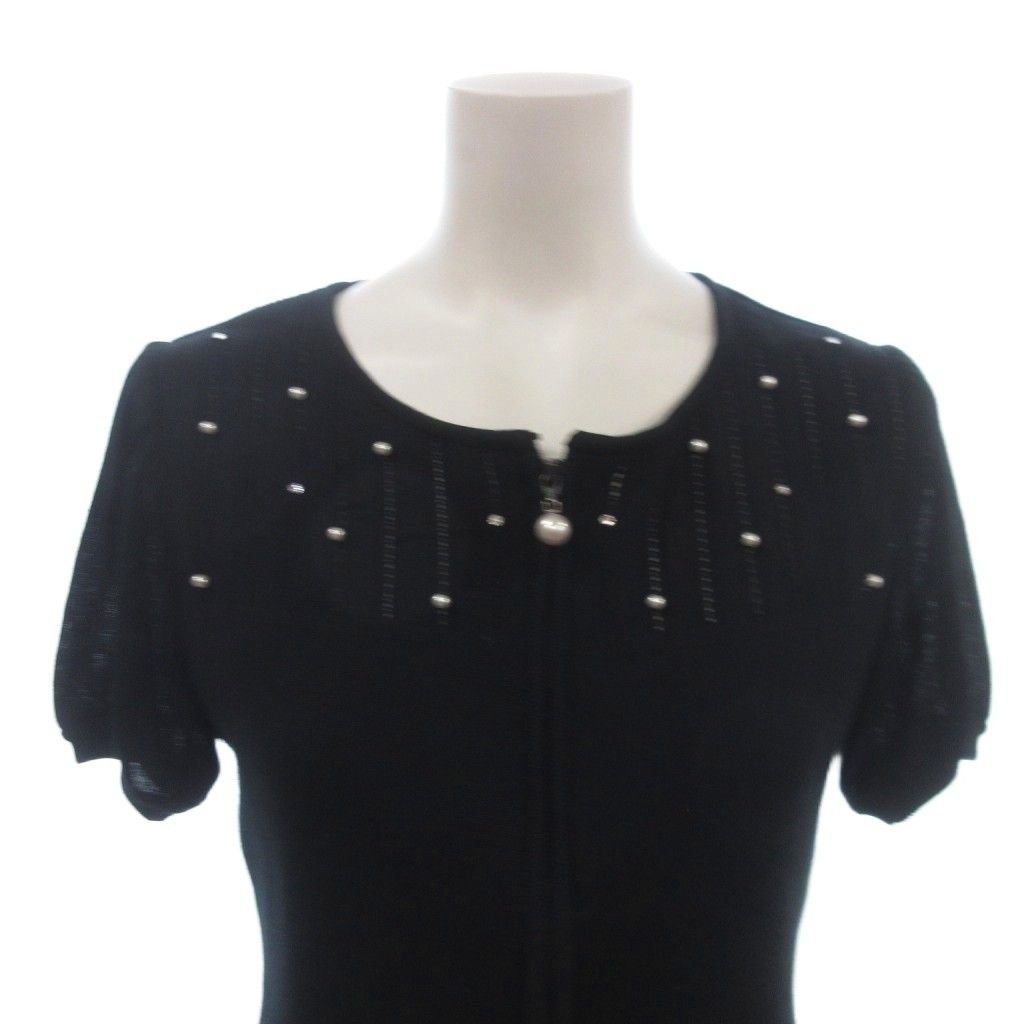 ルネ Rene 美品 ニット カーディガン 半袖 装飾 クルーネック 6822400